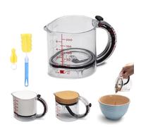 Taza medidora ajustable 4 en 1, multifuncional, con base de sellado tipo raspador, fácil de limpiar, con ajuste a presión, for cocinar y hornear.
