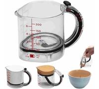 Taza medidora ajustable 4 en 1, taza medidora de cocina de base ajustable, tazas medidoras de vidrio a presión con marcas dobles de oz/ml, tazas de cubo de múltiples medidas para cocinar y hornear