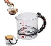 Taza medidora ajustable 4 en 1: una taza medidora versátil con base sellada tipo raspador, que ahorra espacio y es fácil de guardar y limpiar.