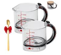 Taza Medidora Ajustable Todo En 1, Taza Medidora 4 En 1 con Base Ajustable, Tazas Medidoras Multifuncionales a Presión con Base De Sellado Estilo Raspador, Fácil De Limpiar(2pcs)