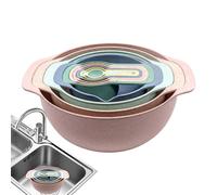Taza medidora apilable, tazas medidoras para cocina, juego de cuencos para mezclar con tazas medidoras, 10 coladores de tamiz, cuencos ergonómicos coloridos para almacenamiento, preparación y horneado