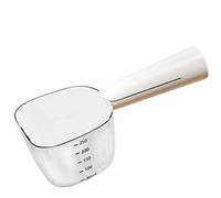 Taza medidora comida perros con báscula, cuchara precisa comida mascotas con clips bolsas comida perros, cuchara multifuncional comida gatos ABS for interiores, viajes al aire libre(White)