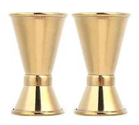 Taza medidora de acero inoxidable, copa de vino, taza de onzas, Jigger de cóctel, herramientas de medición de líquidos para Bar y Hotel ((borde rizado dorado) tamaño pequeño)