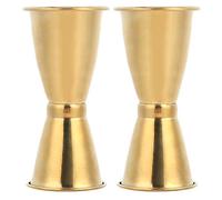 Taza medidora de acero inoxidable, copa de vino, taza de onzas, Jigger de cóctel, herramientas de medición de líquidos para Bar y Hotel ((borde rizado dorado) grande)