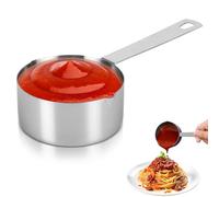 Taza medidora de acero inoxidable, cucharas medidoras de Metal con escalas y anillos de almacenamiento, cuchara medidora de doble boca, suministros de cocina(1/4 Measuring Cup)