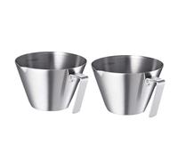Taza medidora de acero inoxidable, taza de café expreso con mango y boquilla, taza de café graduada, Ideal for bebidas en casa, café, uso en Hotel, 2 uds. Para Barista(Silver)