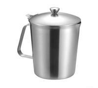 Taza medidora de café de acero inoxidable 304 resistente con tapa, 500 ml, taza graduada para té con leche y café expreso, color plateado