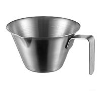 Taza medidora de café espresso con escala en acero inoxidable con marcas internas claras y boquilla cónica para un vertido preciso