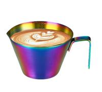 Taza medidora de café expreso de acero inoxidable, jarra de espuma de café, tazas de chupito de con mango y escala, tazas medidoras de metal para cafeterías
