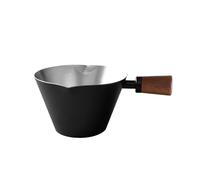 Taza medidora de espresso, tazas de espresso de acero inoxidable, tazas de acero inoxidable con pico doble en V, mango de madera y escala para preparar café, postres y cócteles