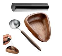 Taza Medidora De Granos De Café, Herramienta De Taza Dosificadora De Café De Madera, Kit De Botella De Spray De Reducción Estática Para Barra De, Bandeja Medidora De Granos De Madera De Nogal