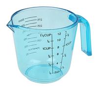 Taza medidora de plástico de 12 onzas, jarra medidora transparente apilable graduada para cocinar, hornear, laboratorio (azul, 300 ml)
