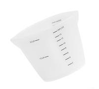 Taza medidora de silicona reutilizable con cuerpo translúcido y graduaciones métricas audaces para una cuantificación fiable de ingredientes en pequeños lotes de cocción (500 ml)