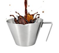 Taza medidora de vaso de chupito para expreso - Vaso de metal de acero inoxidable 304 de 100 ml con asa | Jarra de café con doble pico para baristas | Herramienta de medición resistente al calor para