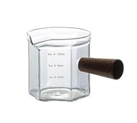 Taza medidora de vidrio de 120 ml con mango de madera, escala dual de onzas y pico de águila for una preparación precisa.(Transparent)