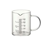 Taza medidora de vidrio de gran capacidad para el hogar con escala y mango con resistencia a altas temperaturas y alto contenido de boro, taza medidora de vidrio de 250 ml