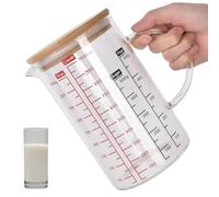 Taza medidora de vidrio transparente, taza medidora de vidrio con tapa taza medidora con escalas de medición y pico para cocina o restaurante(XXL)