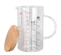 Taza Medidora De Vidrio, Vaso De Precipitados Graduado Con Asa Y Tapa Para Hornear, Cocinar, Verter Líquido(1000ml)