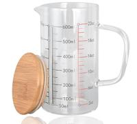 Taza Medidora De Vidrio, Vaso De Precipitados Graduado Con Asa Y Tapa Para Hornear, Cocinar, Verter Líquido(600ml)