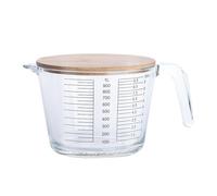 Taza Medidora En Ángulo: Taza Medidora De Vidrio, Mango Y Diseño De Vertido Suave, Herramientas De Cocina Aptas Para Microondas Con Tapa Para Huevos Líquidos, Cocinar En Lavavajillas, Mezclar En Casa,