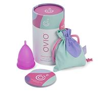 Taza menstrual OVIO - reutilizable suave y flexible 100% de silicona de grado médico con bolsa de viaje - libre de fugas y fiable con garantía de reemplazo de tamaño