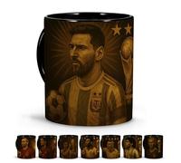 Taza Messi. Tazas Leyendas del Fútbol. Tazas Desayuno. Cosas de Futbol para Niños. Entrenador Futbol. Dia del padre Regalos Originales. Colección Única Leyendas 330ml Leo