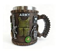 Taza militar 3D, hermosa taza temática del ejército, regalo para veteranos, saludo a los héroes, taza de café militar hecha a mano (tipo C)