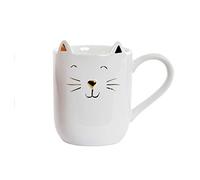 Taza mug Gato Porcelana Rosa y Dorado 13X9X12 cm