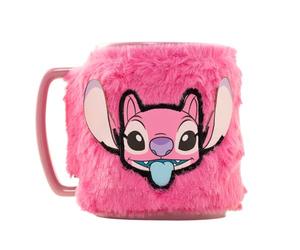 Taza Mullida Lilo y Stitch Angel Disney 440 ml de Cerámica | Ideal para Té | Funda de Peluche | Apta Microondas | Producto Oficial | Regalo Disney