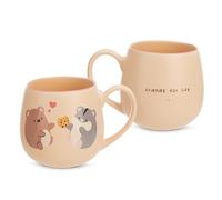 Taza mymochi Friends for Life de 400 ml, 8 x 9 cm, Beis, con asa, de Porcelana NICI, para Bebidas frías y Calientes, café, té, Leche, Cacao, 61827