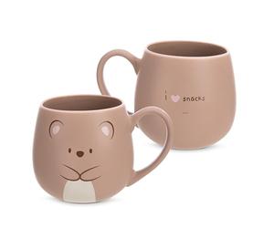 Taza mymochi Oso Nomo I Love Snacks de 400 ml, 8 x 9 cm, marrón, Taza de té, café y Porcelana con asa NICI para Bebidas frías y Calientes, café, té, Leche, Cacao, 61831