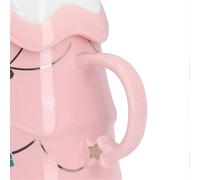 Taza navideña de 500 ml - Taza de cerámica de gran capacidad para té, leche o café con tapa y cuchara para el hogar, color rosa.