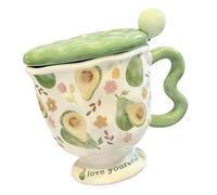 Taza Navideña Única con Asa, Taza Para Chocolate Caliente, Vaso Para Bebidas con Frutas Verdes, Ideal Para Amantes del té y el Café, Regalo Para Familiares y Amigos, Gran Capacidad(Green)