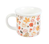 Taza nostálgica de hojas de otoño y calabazas: diseño rústico, taza gruesa para amantes de las calabazas, especias y latte, apta para microondas con estampado de hojas