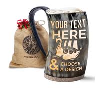 Taza nrdica de cuerno para beber con grabado personalizado: diseos temticos navideos y enve su texto para grabarse - mltiples tamaos de tanque