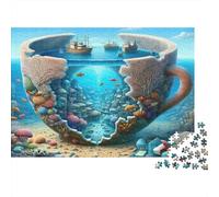 Taza Océano Escena Fantástica Puzzle de 1000 Piezas Papel Puzzle para Adultos Vida Marina Relajante Atención Regalo Familia 38x26cm/1000pcs