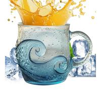 Taza Ola - Tema Océano 12 Cm | Vidrio Soplado Artesanalmente, Taza De Café Única Hecha A Mano De 300 Ml Para Los Amantes De La Playa | Esta Versátil Y Resistente Pistola Es Ideal Para El Café