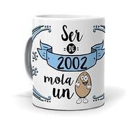 Taza Original para Desayuno | Ser de 2002 Mola Un Huevo | Regalo Feliz Cumpleaños | Tazas para Café y Té | Frases Originales y Graciosas | Perfecta para Regalos y Sorprender | Cerámica 350 ML