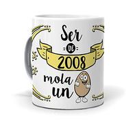 Taza Original para Desayuno | Ser de 2008 Mola Un Huevo | Regalo Feliz Cumpleaños | Tazas para Café y Té Idea Regalo | Frases Originales y Graciosas | Perfecta de Regalos | Cerámica 350 ML
