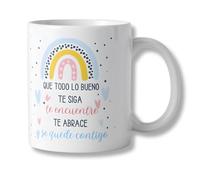 Taza Original para Regalar con Mensaje Positivo “Que Todo lo Bueno Te Siga” - Detalle para Compañeros de Trabajo - Taza de Desayuno 325 ml - Regalo de Jubilación para Mujer Original