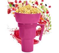 Taza para aperitivos y bebidas, 2 en 1, reutilizable, con pajita, soporte para alimentos a prueba de fugas, para papas fritas, dulces, postres, palomitas de maíz, , leche, té, fiesta, al aire