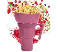 Taza Para Aperitivos Y Bebidas | Vaso de Bebida con Bol para Snacks en la Parte | Contenedor Portátil para Bebidas y Alimentos para Adultos, Niños y Bebés en Exterior, Viaje, Camping, Picnic,