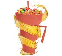 Taza para Bebidas y Snacks,Vaso de Bebida con Bol para Snacks en la Parte - Contenedor Antiderrames Para Comida Y Bebidas, Para Patatas Fritas, Fruta, Postres, Palomitas, Té En Fiestas Y Exteriores