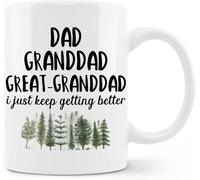 Taza para bisabuelo, día del padre, para bisabuelo, papá, abuelo, tazas de café, taza de café novedosa, taza de té de cerámica con impresión de doble cara para mamá, papá, amigo, esposa, esposo, 11 oz