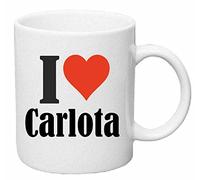 taza para café I Love Carlota Cerámica Altura 9.5 cm diámetro de 8 cm de Blanco