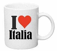 taza para café I Love Italia Cerámica Altura 9.5 cm diámetro de 8 cm de Blanco