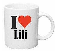 taza para café I Love Lili Cerámica Altura 9.5 cm diámetro de 8 cm de Blanco