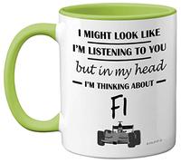 Taza para el Día del Padre Fórmula 1 Gifts - In My Head I'm Thinking About F1 - Divertidos regalos de F1 para hombres, regalos para amantes de los coches, taza F1, regalos de Fórmula Uno, taza de