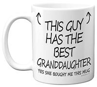 Taza para el Día del Padre - This Guy Has The Best Granddaughter - Regalos para nieta, tazas de café de cerámica de 325 ml aptas para lavavajillas - Regalos de abuelo, regalos de Navidad, cumpleaños