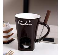 Taza para fondue, taza de chocolate para derretir, juego de ollas calentadores de mantequilla setcerámica, fondue calentada con una vela de té, con tenedor, 11 x 8,8 x 12 cm, para cocineros, niños